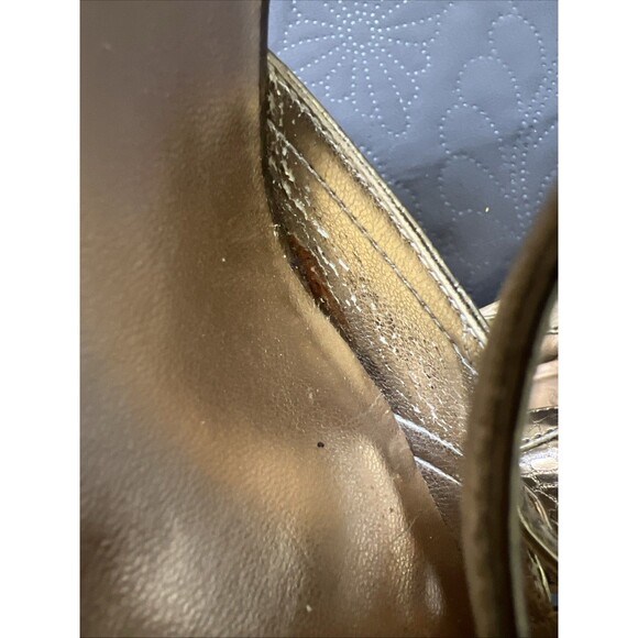 Chinese Laundry VEDA Pointed Toe T-Strap Bronze Gold Snakeskin Pumps SZ 9M Glam - Picture 13 of 13